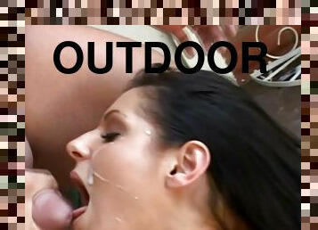 Hot Ariana Jollee gets banged in both holes outdoors