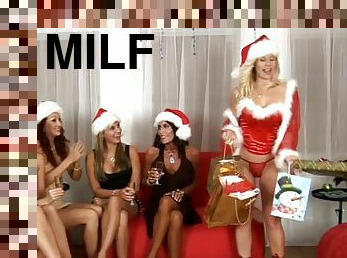 Milfy Christmas With Lesbians Wearing Santa's Lingerie