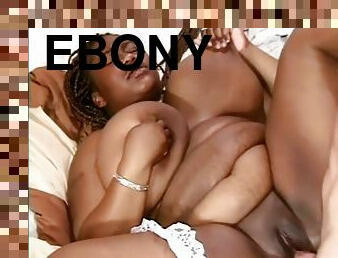 Ebony BBW is loving that weak white dude