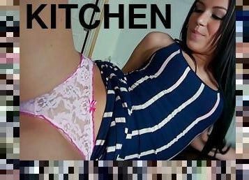 Marvellous Ava Cash Plays With Dirty Toys In The Kitchen