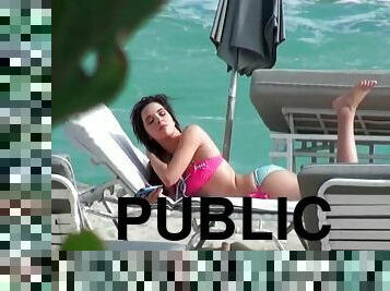 Unbelievable Natalie Heart In Pink Bikini Goes Hardcore In Public