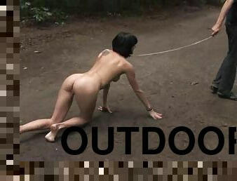 Outdoors humiliation with a sizzling siren Aliz