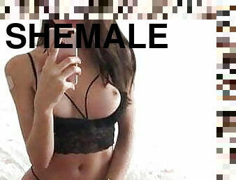 Beautiful shemale cums 