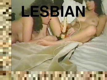 A hot lesbian moment between horny vintage ladies