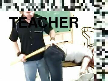 Sexy redhead teen's spanked by her teacher in class