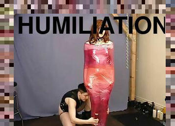 Sexy girl gets wrapped and clothespinned by a mistress