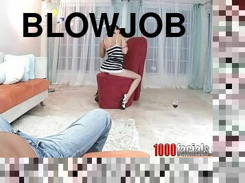 Sizzling Jenni Lee gives skillful blowjob and a handjob