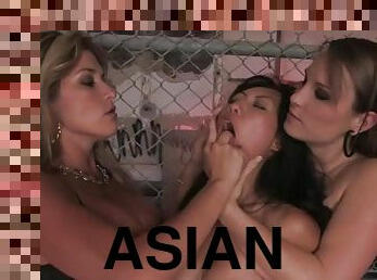 Filthy Asian chick is being painsulted by two evil girls