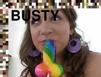 Busty teen Carmen McCarthy milks a dick dry in her mouth