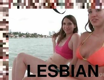 Teen nasty babes flashing hot butts on a yacht