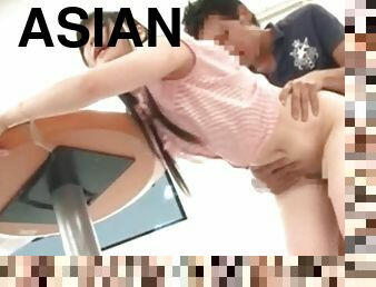 asiatisk, fisse-pussy, amatør, hardcore, par, fingering, kær, påklædt-sex