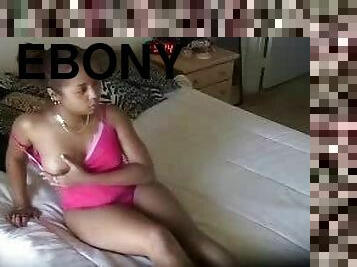 Ebony Teen Masturbates while watching porn