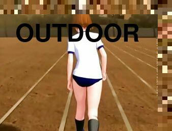 Sexy 3D anime cutie gets fucked outdoors