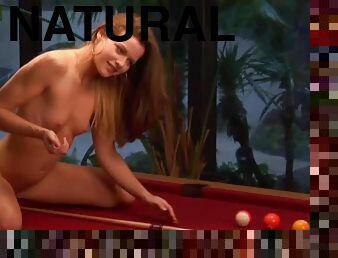Cute Beauty Mya Matthews Laying Naked on Pool Table