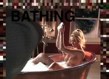 Stunning Blonde Playmate Heather Rae Young Sexy and Soapy in the Bathtub