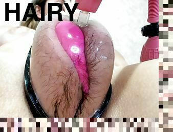 Hairy pussy squirt in pump