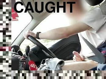 CAUGHT JERKING OFF OUTSIDE! Teen caught jerking on public road after drive!
