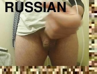 Big russian cock solo with big cumshot