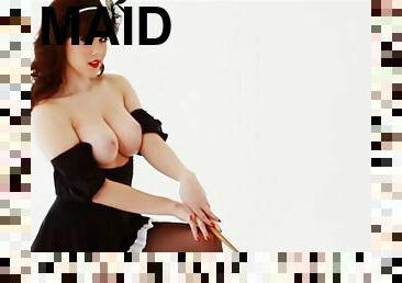 Claire Sinclair In Maid & Cop Uniform Shows Tits