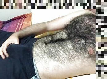 Very hairy man soft dick massage and hairy chest touch big bulge