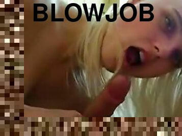 Sexy Blonde Giving a Quick Blowjob to Her Boyfriend