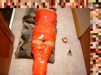 Teen gets Taped up from Head to Toe