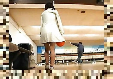 Saki Tsuji boobs exposed at the bowling alley and groped