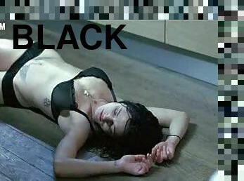 Sensual Asia Argento Wearing a See-Through Bra and Tight Black Panties