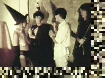Busty Babes Get Fucked at a Naked Halloween Sex Party - Vintage Porn Video