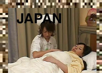 Naughty Japanese nurse seduces her patient into a heated lesbians action