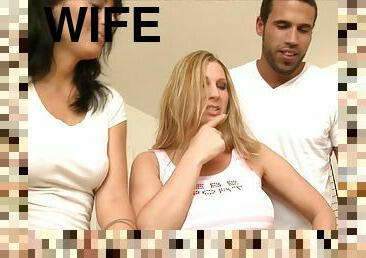 When a wife brings her hot friend home a threesome erupts