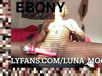 Ebony squirts while sun goes down