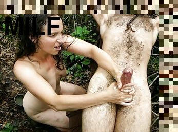 Switch MILF Pleasures Hairy Man, But Won't Let Go Of Cock! Wipes Muddy Feet On Him