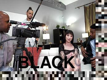 Tattooed pornstar Charlotte Sartre gets fucked by black dudes