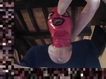 Homemade video of a masked girl pleasuring a fat cum gun. HD