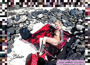 German blonde skinny teen fuck at beach