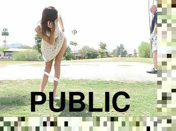 Cute Teen Takes Off Her Panties in Public
