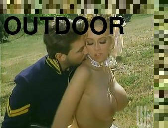 Jenna Jameson blows outdoors and gets her pussy pounded hard