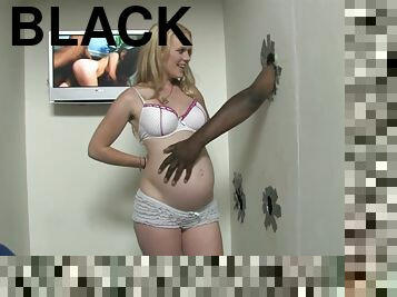 Pregnant White Girl Gets Black Cock at a Gloryhole