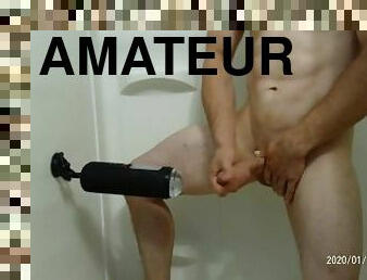 HOY GUY JERKING OFF IN SHOWER USING TOY AND DIRTY TALKING!!