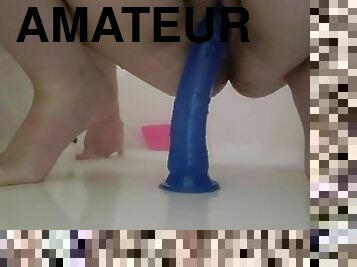 baignade, masturbation, chatte-pussy, amateur, ados, jouet, joufflue, chevauchement, gode, douche