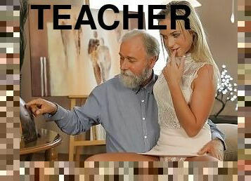 OLD4K Nymph rewards old teacher for help by tempting him into hot sex