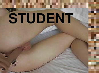 Young Student Plays with a Dildo before Studying