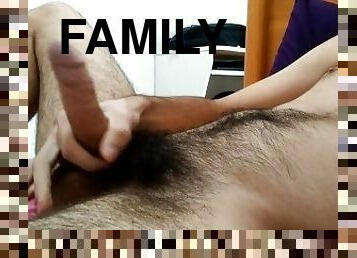 watch my dick get hard while my family has a little discussion around