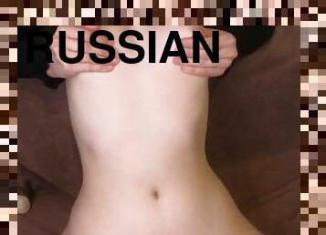Russian girlfriend showed her charms and danced with tits, real homemade