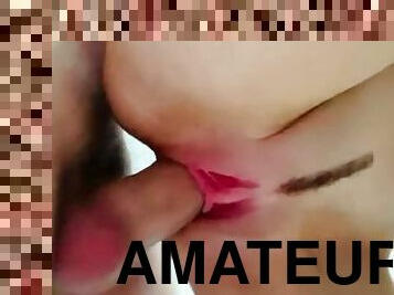 cul, chatte-pussy, amateur, couple, serrée, gros-plan, humide, fessée, bite, pénétrante