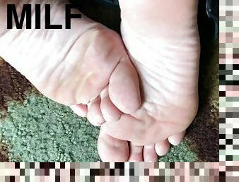 amateur, milf, pieds, point-de-vue, fétiche, solo, orteils