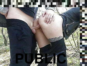 levrette, en-plein-air, public, chatte-pussy, ados, ejaculation-interne, pute, parc