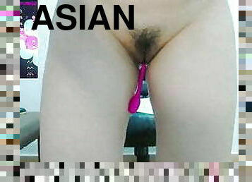 asiático, orgasmo, squirting, webcam