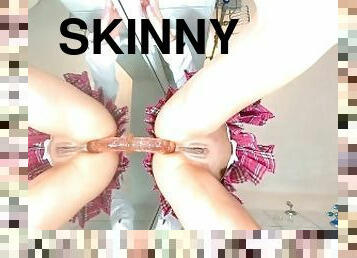 Skinny SchoolGirl need some Cock in her ASS/ Mirror Dildo Anal Fuck 4K